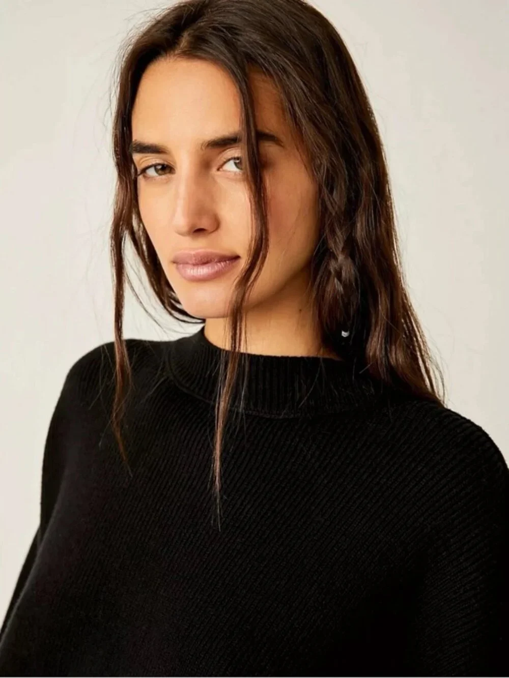☀️ Free People Easy Street Cropped Knit Sweater Black Small S